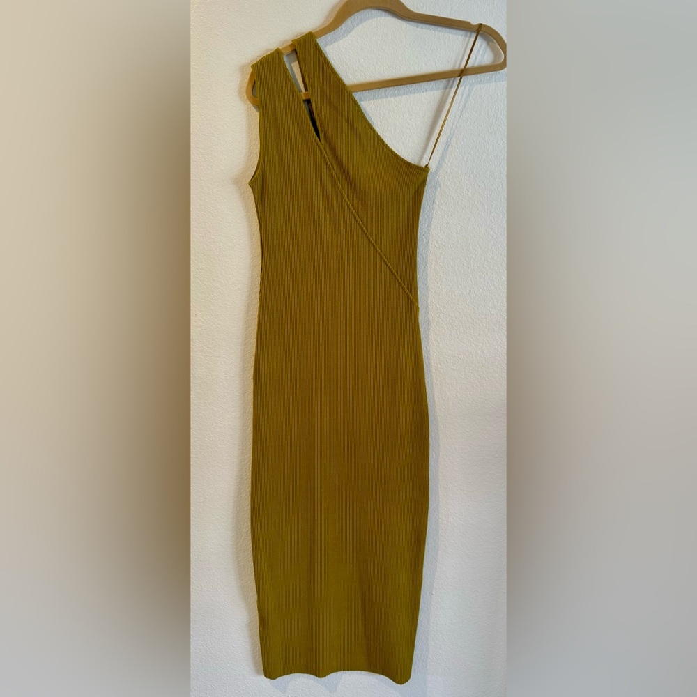 Zara Olive Green Ribbed Dress